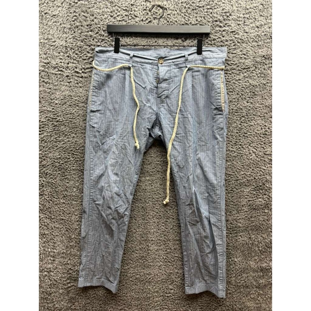 Antony Morato Andreas‎ Pinstripe Cotton-Linen Button-Fly Pants Blue Mens Size 48